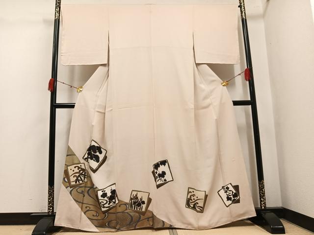 平和屋着物●豪華色留袖 作家物 駒刺繍 色紙草花文 金彩 正絹 逸品 未使用 AABK4306ph