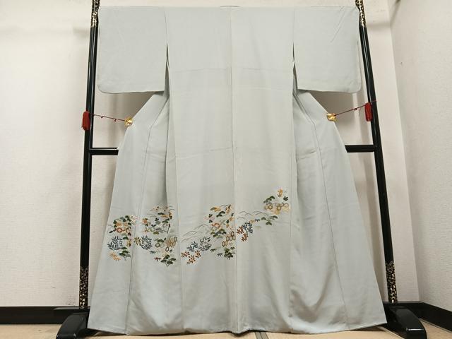 平和屋着物●豪華色留袖 総刺繍 松竹梅吉祥文 金糸 正絹 逸品 AABK4307ph