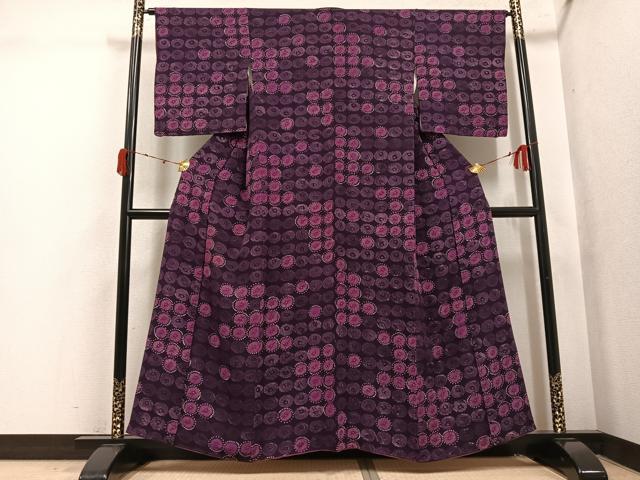 平和屋着物●上質な小紋 ろうけつ染 花尽くし 正絹 逸品 AABK4308ph