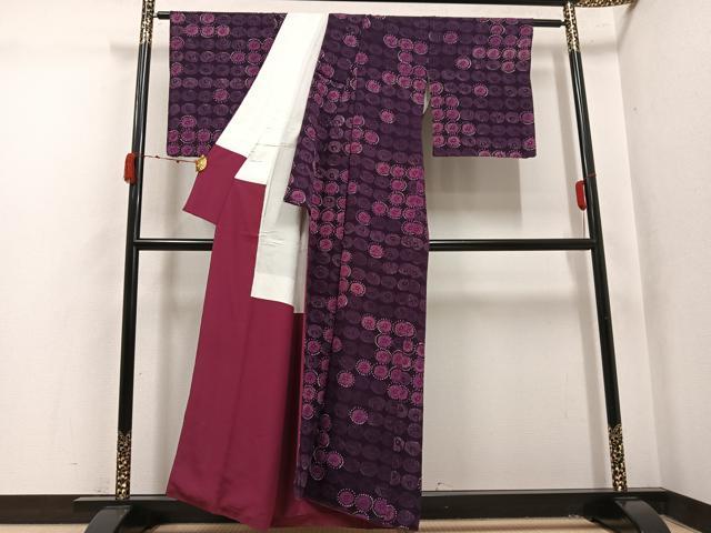 平和屋着物●上質な小紋 ろうけつ染 花尽くし 正絹 逸品 AABK4308ph