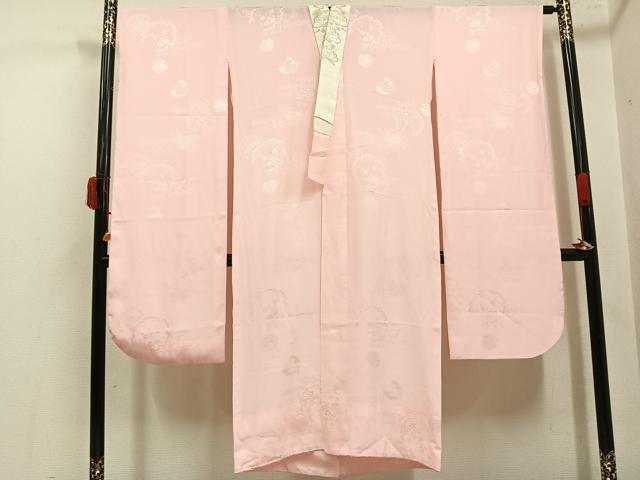 平和屋着物●振袖用長襦袢 無双仕立て 雪輪吉祥花地紋 一斤染色 半衿刺繍 正絹 逸品 AABK4312ph