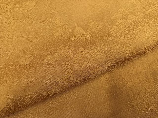 平和屋着物●上質な色無地 風景草木地紋 黄橡色 正絹 逸品 未使用 AABK4314ph