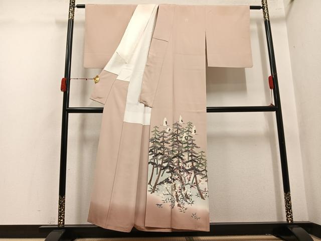 平和屋着物●豪華 色留袖 友禅 作家物 松竹梅群れ鶴文 正絹 逸品 AABK4337ph