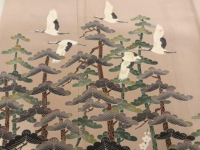 平和屋着物●豪華 色留袖 友禅 作家物 松竹梅群れ鶴文 正絹 逸品 AABK4337ph