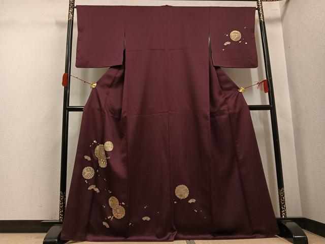 平和屋着物●訪問着 雪輪貝桶御所車花文 金彩 さが美扱い 正絹 逸品 AABK4340ph