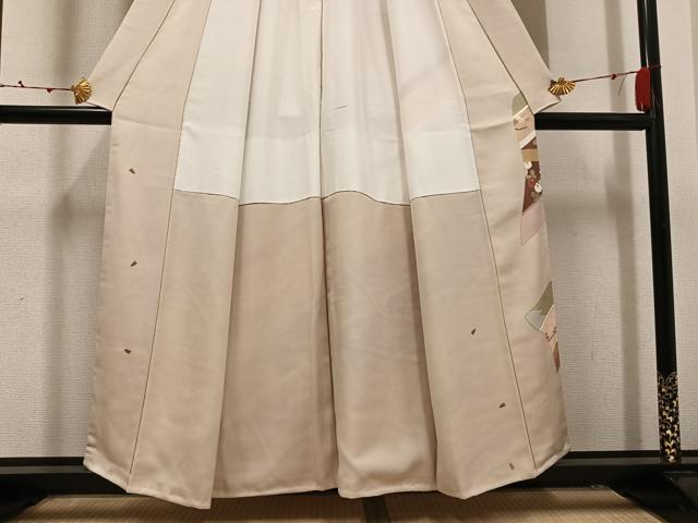 平和屋着物●訪問着 駒刺繍 草花文 金彩 正絹 逸品 未使用 AABK4343ph
