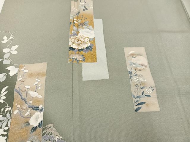 平和屋着物●訪問着 駒刺繍 短冊草花文 暈し染め 金彩 正絹 逸品 AABK4351ph