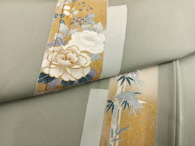 平和屋着物●訪問着 駒刺繍 短冊草花文 暈し染め 金彩 正絹 逸品 AABK4351ph