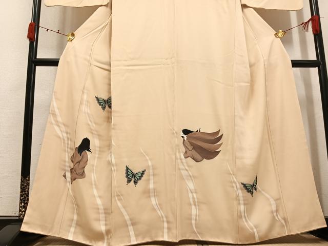 平和屋着物●訪問着 女人舞蝶文 正絹 逸品 AABK4352ph