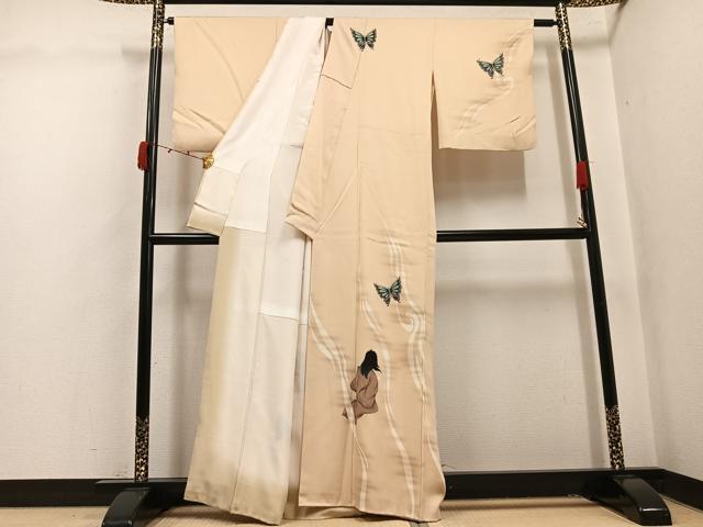 平和屋着物●訪問着 女人舞蝶文 正絹 逸品 AABK4352ph