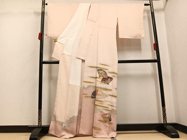 平和屋着物●豪華色留袖 刺繍 扇面花文 暈し染め 金彩 正絹 逸品 未使用 AABK4353ph