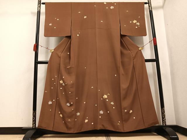 平和屋着物●訪問着 絵馬 草花文 金彩 正絹 逸品 AABK4363ph