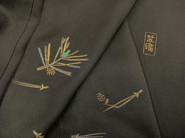 平和屋着物●訪問着 総刺繍 駒刺繍 蘇州刺繍 松葉 金銀糸 正絹 逸品 AABK4365ph