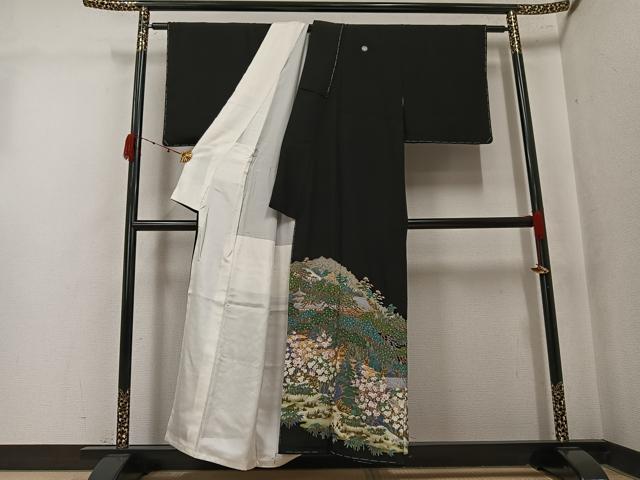 平和屋着物●豪華黒留袖 作家物 蘇州刺繍 京乃四季 金彩 やまと誂製 正絹 逸品 未使用 AABK4379ph
