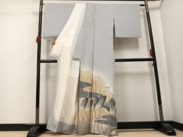 平和屋着物●豪華色留袖 寿光織 群れ鶴文 暈し染め 金銀糸 さが美扱い 正絹 逸品 AABK4394ph