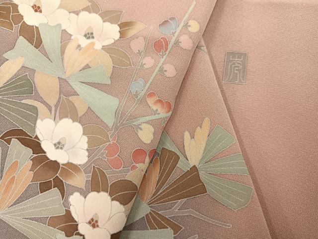平和屋着物●訪問着 友禅 作家物 草花文 暈し染め 正絹 逸品 未使用 AABK4395ph