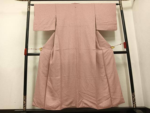 平和屋着物●上質な色無地 霞地紋 ときがら茶色 正絹 逸品 AABK4400ph