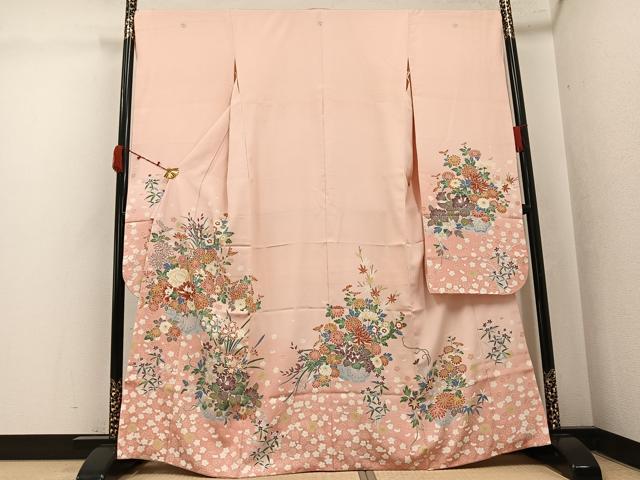 平和屋着物●豪華振袖 友禅 花車文 暈し染め 正絹 逸品 AABK4402ph