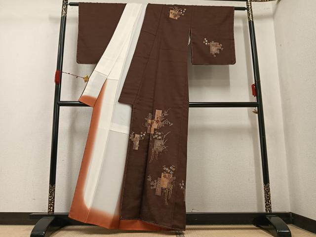平和屋着物●訪問着 刺繍 草花文 金銀彩 正絹 逸品 未使用 AABK4406ph
