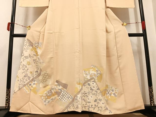平和屋着物●色留訪問着 刺繍 更紗吉祥花唐草文 金彩 正絹 逸品 未使用 AABK4408ph