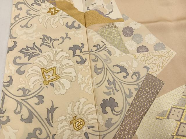平和屋着物●色留訪問着 刺繍 更紗吉祥花唐草文 金彩 正絹 逸品 未使用 AABK4408ph