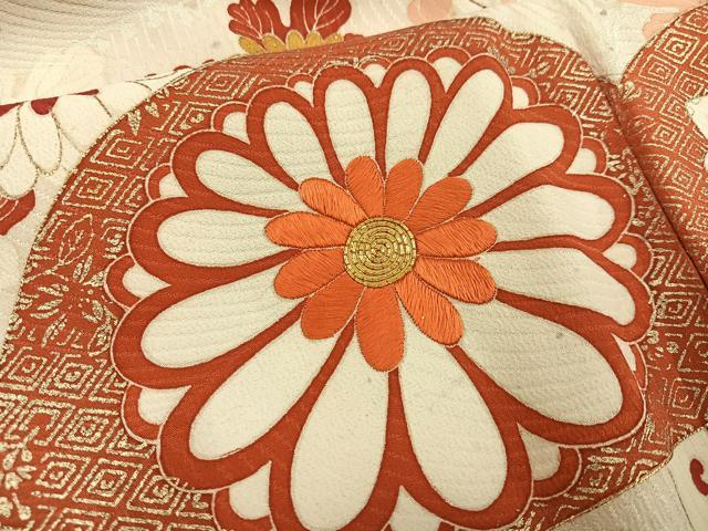 平和屋着物●アンティーク 大正ロマン 訪問着 駒刺繍 枝花文 金彩 正絹 逸品 AABK4409ph