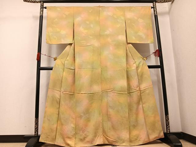 平和屋着物●上質な小紋 草花地紋 暈し染め 正絹 逸品 AABK4416ph