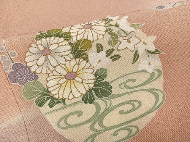 平和屋着物●訪問着 駒刺繍 草花文 暈し染め 金彩 正絹 逸品 AABK4417ph