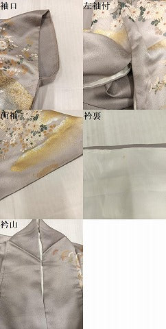 平和屋着物●訪問着 枝花文 金銀彩 正絹 逸品 AABK4419ph