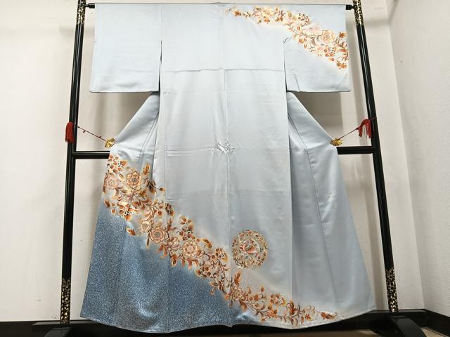 平和屋着物●金彩友禅 卓越技能者・名工・和田光正 訪問着 花鳥更紗 暈し染め 金銀彩 大丸扱い 正絹 逸品 AABK4420ph