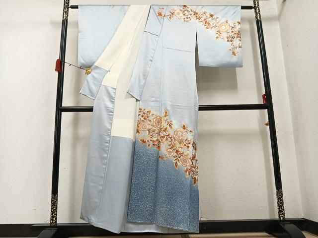 平和屋着物●金彩友禅 卓越技能者・名工・和田光正 訪問着 花鳥更紗 暈し染め 金銀彩 大丸扱い 正絹 逸品 AABK4420ph