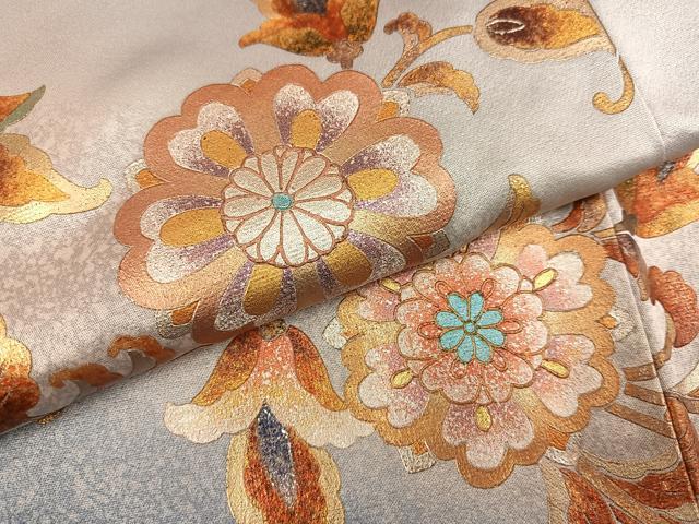 平和屋着物●金彩友禅 卓越技能者・名工・和田光正 訪問着 花鳥更紗 暈し染め 金銀彩 大丸扱い 正絹 逸品 AABK4420ph