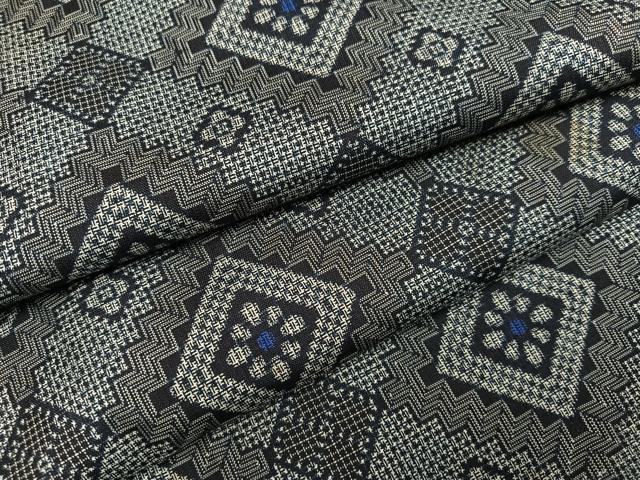 平和屋着物●アンティーク大島 本場大島紬 割込み絣 花菱文 正絹 逸品 AABK4424ph
