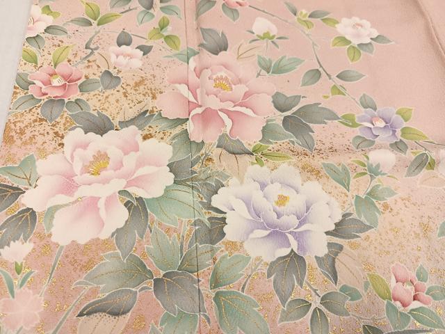 平和屋着物●訪問着 草花文 暈し染め 金彩 京都きもの友禅扱い 正絹 逸品 AABK4425ph