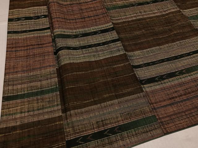 平和屋着物●上質な紬 横段文 正絹 逸品 AABK4427ph