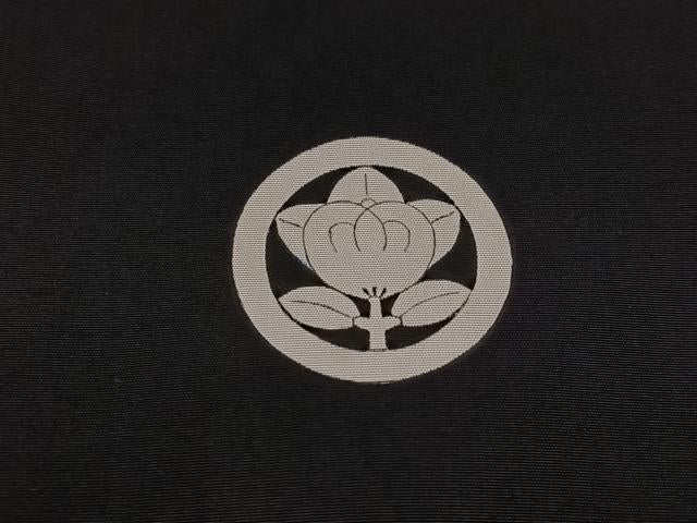 平和屋着物●男性 黒紋付・羽織セット 正絹 逸品 AABK4431ph