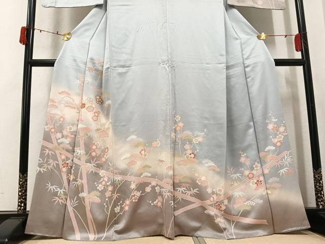 平和屋着物●訪問着 駒刺繍 松竹梅文 暈し染め 金彩 正絹 逸品 AABK4432ph