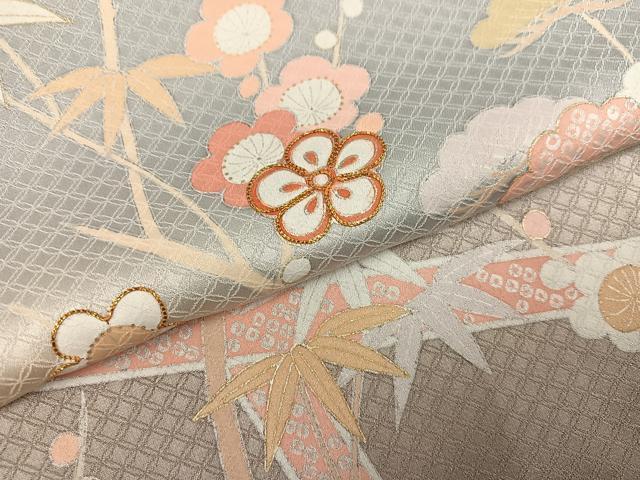 平和屋着物●訪問着 駒刺繍 松竹梅文 暈し染め 金彩 正絹 逸品 AABK4432ph