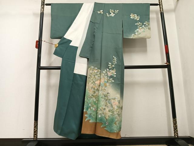 平和屋着物●訪問着 螺鈿 草花文 暈し染め 金銀彩 正絹 逸品 AABK4434ph