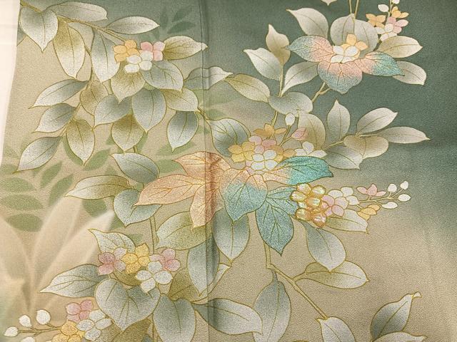 平和屋着物●訪問着 螺鈿 草花文 暈し染め 金銀彩 正絹 逸品 AABK4434ph