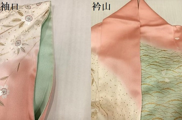 平和屋着物●豪華振袖 駒刺繍 糸巻枝垂れ桜文 暈し染め 金銀彩 正絹 逸品 AABK4437ph