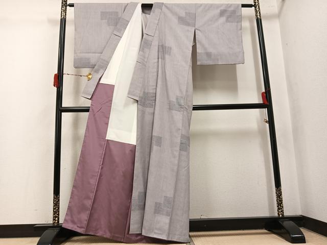 平和屋着物●本場結城紬 重要無形文化財 飛び亀甲 色紙重ね文 正絹 逸品 AABK4438ph