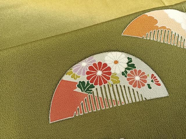 平和屋着物●豪華振袖 友禅 櫛 簪 暈し染め 鬼しぼ縮緬 正絹 逸品 AABK4439ph