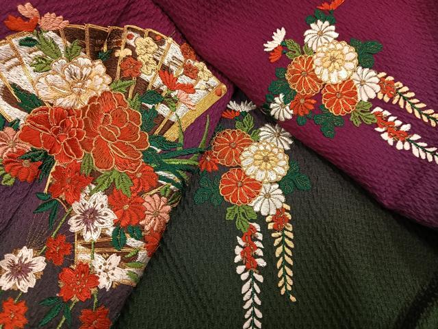 平和屋着物●豪華振袖 駒刺繍 檜扇花文 暈し染め 正絹 逸品 AABK4440ph