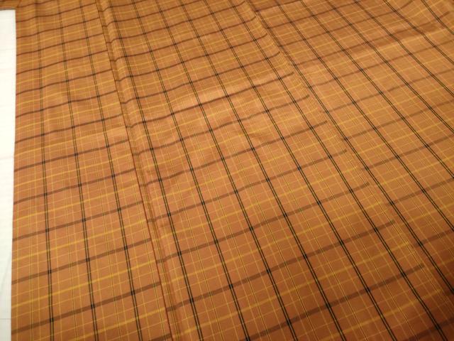 平和屋着物●上質な紬 格子 正絹 逸品 AABK4445ck