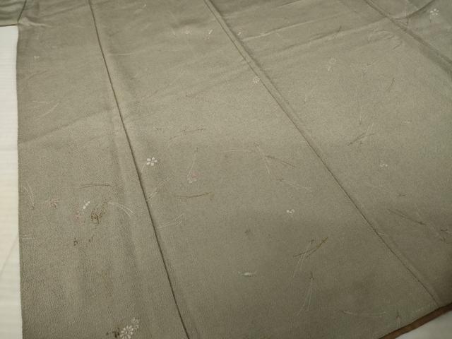 平和屋着物●上質な小紋 松葉花文 鬼しぼ縮緬 正絹 逸品 AABK4449ck