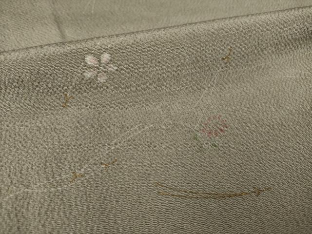 平和屋着物●上質な小紋 松葉花文 鬼しぼ縮緬 正絹 逸品 AABK4449ck