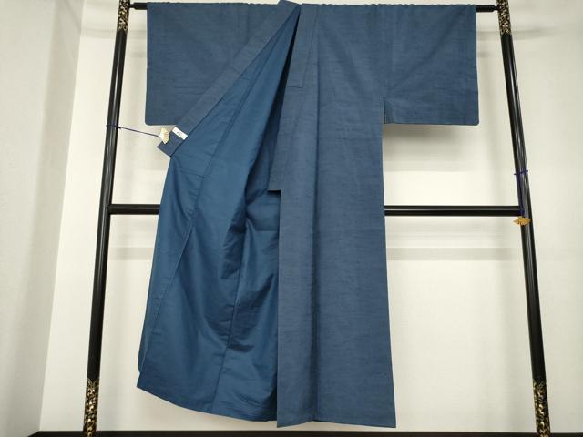 平和屋着物●男性 紬 アンサンブル 色無地 青褐色 やまと誂製 正絹 逸品 AABK4450ck