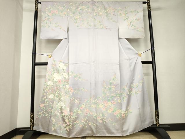 平和屋着物●絵夢工房 訪問着 刺繍 草花文 金銀彩 正絹 逸品 AABK4459ck