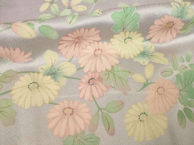 平和屋着物●絵夢工房 訪問着 刺繍 草花文 金銀彩 正絹 逸品 AABK4459ck